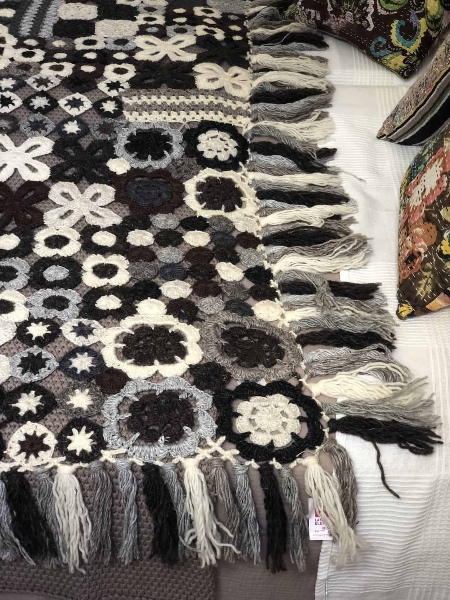Grey Floral Crochet Blanket La Galeria Elefante Ibiza