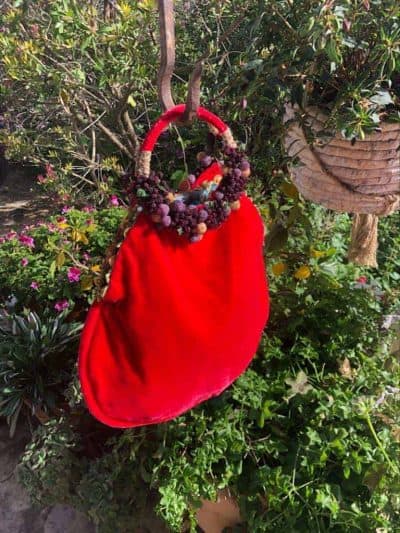 Large Fruits of The Forest Bag in Red Velvet