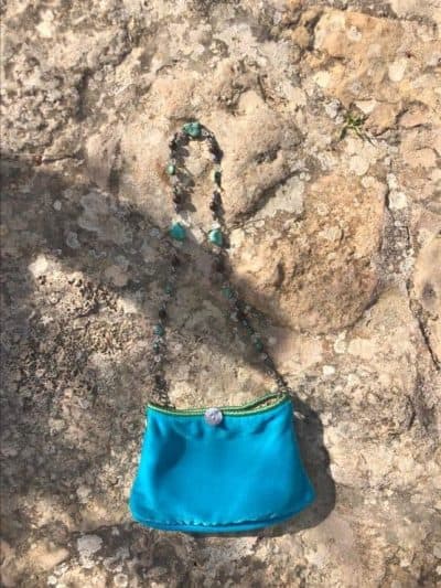 Necklace Bag in Turquoise Velvet