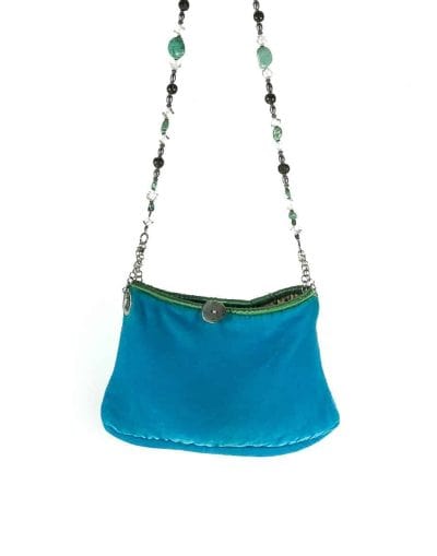 small velvet bag in turquoise