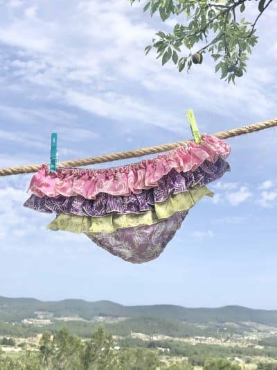 Turquoise Silk Frilly Rock Bikini – Lilac, M/l