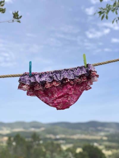 Turquoise Silk Frilly Rock Bikini – Hot Pink, M/l