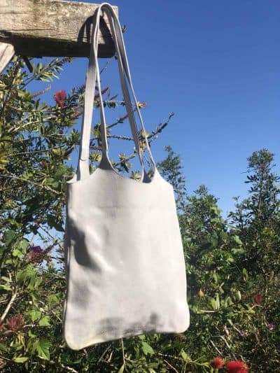 silver leather tote bag