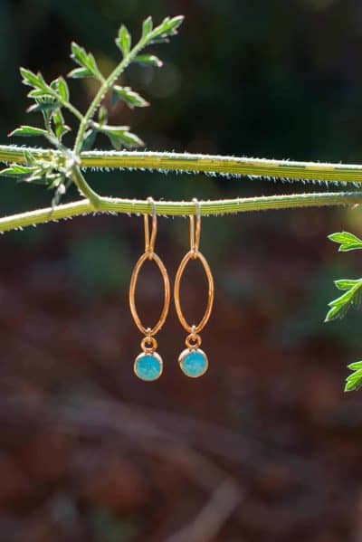 oval dot earrings with turquoise stones