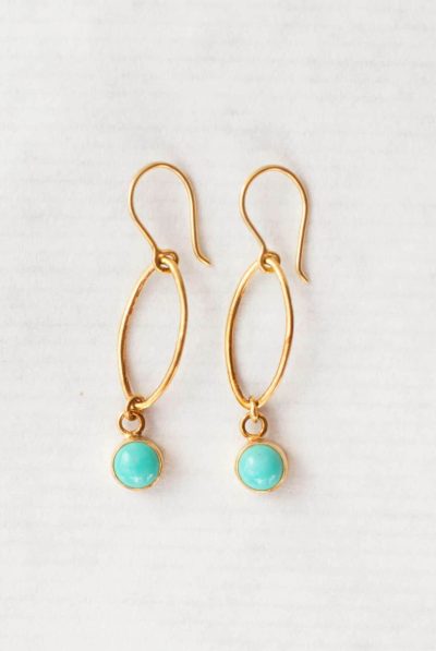 Turquoise oval dot earrings