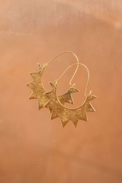 silver gold plated earrings in the shape of a half sun