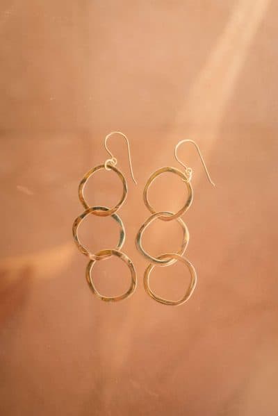 Gold 3 Hoop Dangle Earrings