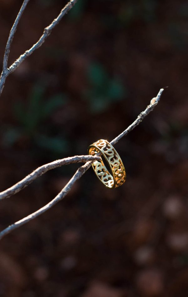 silver gold plated om band ring