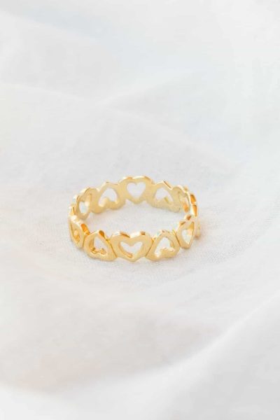 silver gold plated heart band ring
