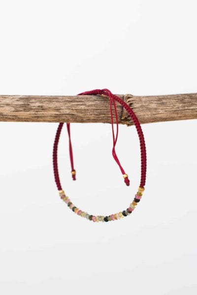 maroon tourmaline string bracelet