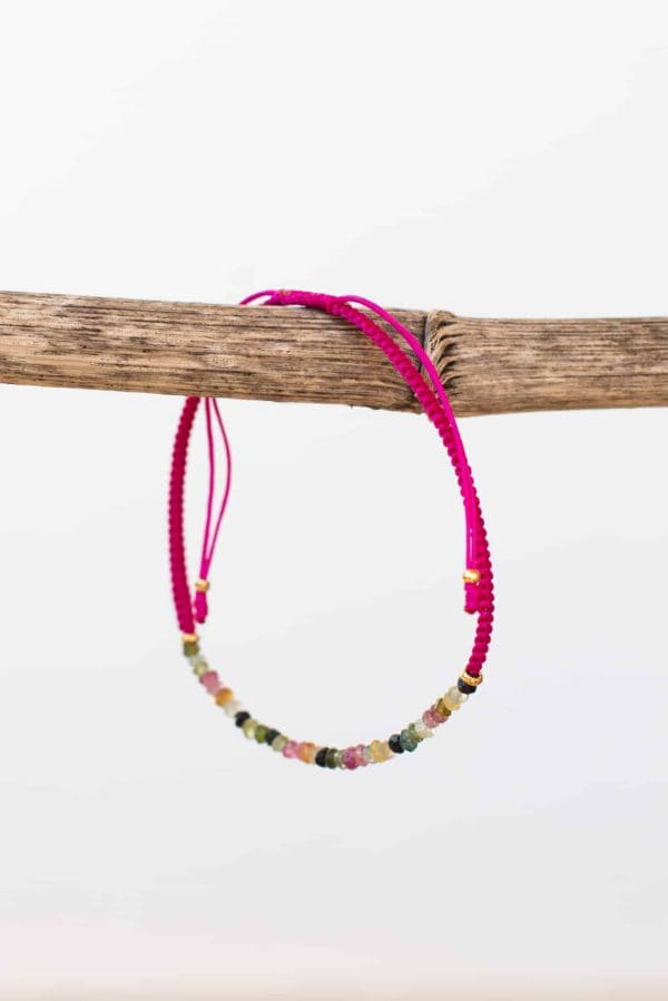 hot pink tourmaline string bracelet