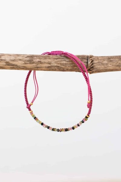 dusty rose tourmaline string bracelet