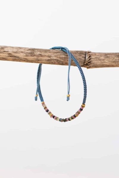 dusty blue tourmaline string bracelet