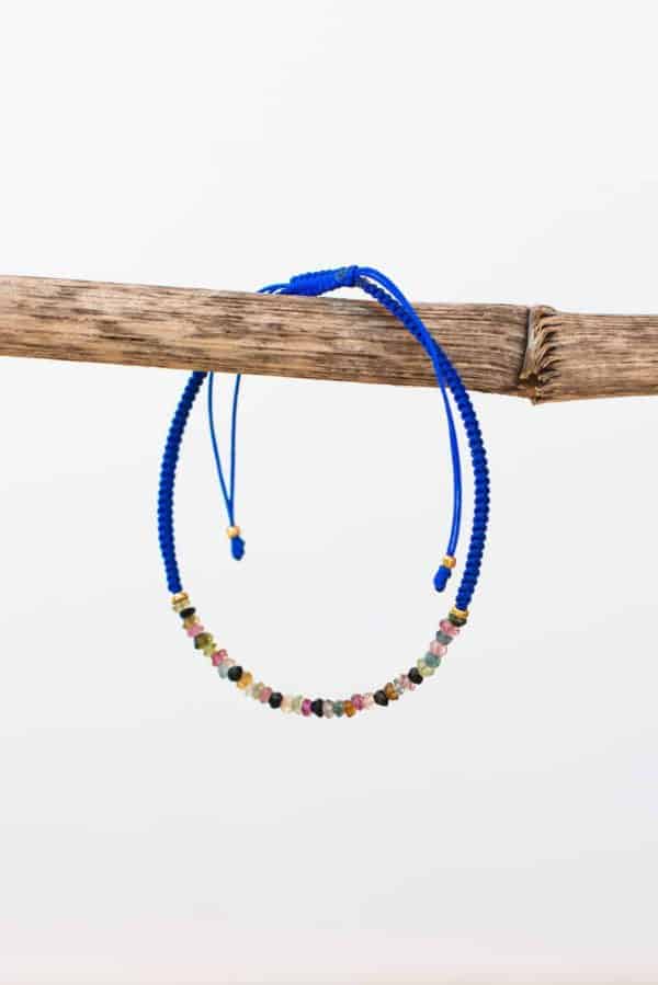 cobalt blue tourmaline string bracelet