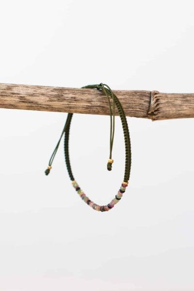 olive green tourmaline string bracelet