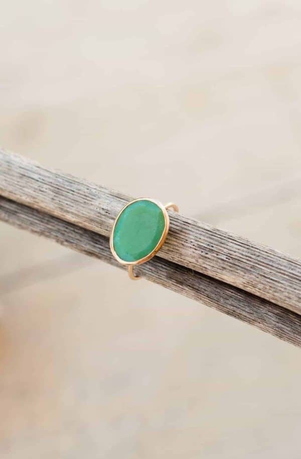 green onyx 14kt gold wire ring