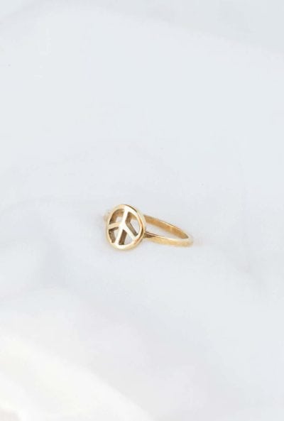 peace symbol ring in silver gold plate