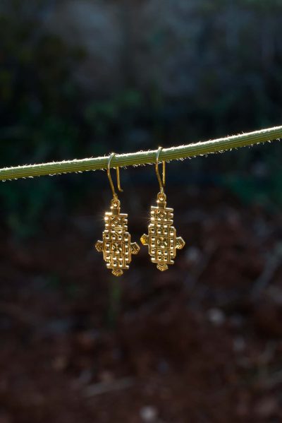 latticework Ethiopian Cross earrings