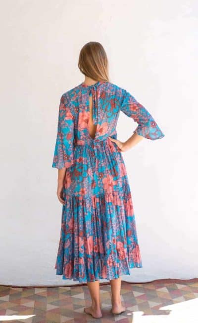 cotton turquoise floral dress