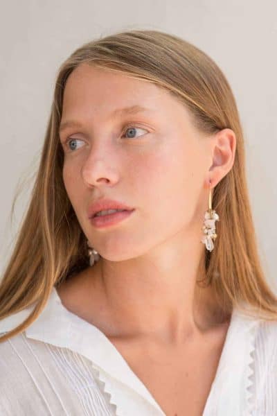 rose quartz cluster earrings