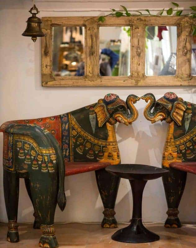 Solid wood chairs in the shape of elephants