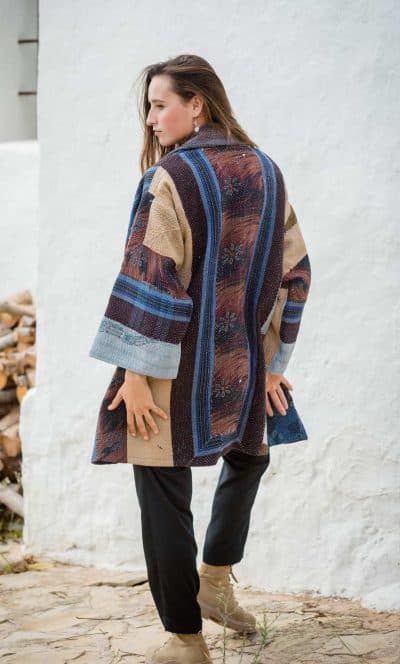 Oversized coat made from patchwork cotton