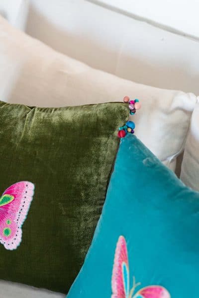 Green Velvet Butterfly Cushion Cover