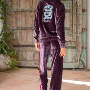 Purple velvet tracksuit on sale mens