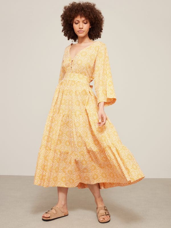 The Jody Dress. La Galeria Elefante x John Lewis. Kimono Dress Yellow front