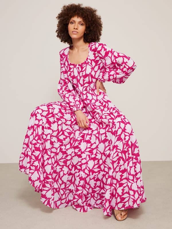 The Jody Dress. La Galeria Elefante x John Lewis. Pink front sitting