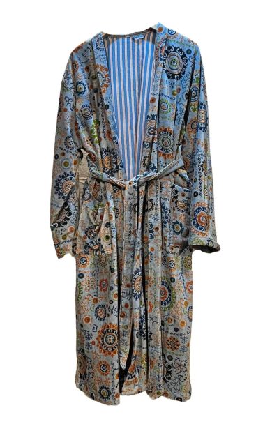 Dressing Gown Smoking Coat Sky Blue Front