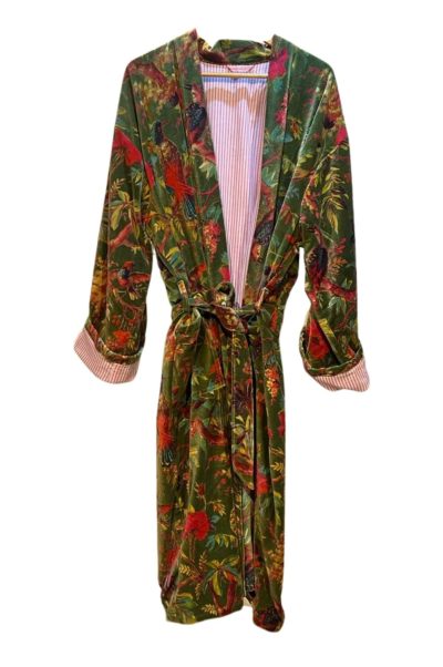 Smoking Coat Dressing Gown Olive Green Front