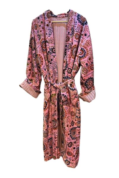 Smoking Coat Dressing Gown Pink Front