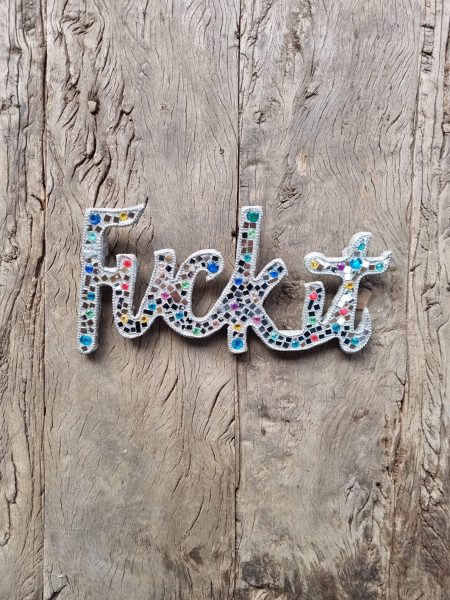 Fuckit Glitter Sign Silver