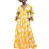 Mexican Dress Full Skirt Yellow Polka Front