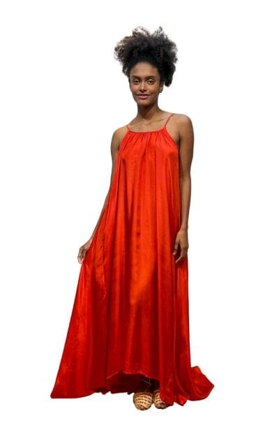 Silk Angel Dress Red Front