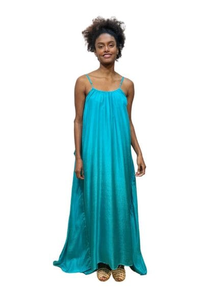 Silk Angel Dress Turquoise Front