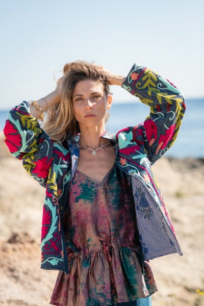 VELVET MERRILYN TROUSERS FLOATY CAMISOLE CHARLIE JACKET LA GALERIA ELEFANTE IBIZA GYPSY WESTWOOD PHOTOGRAPHY CAROLINE & MARC 24