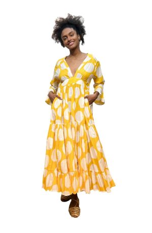 mexican dress full skirt yellow polka front e1737114272438 1
