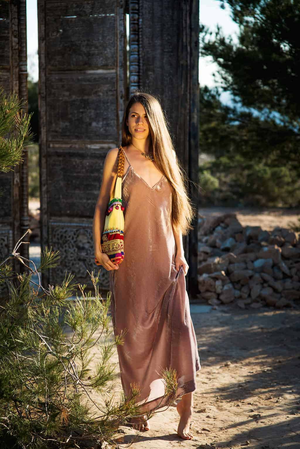 Long velvet slip dress La Galeria Elefante Ibiza Victoria Made With Love & Laughter