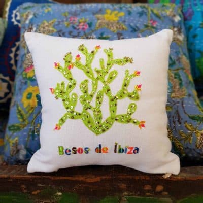 embroidered cactus on a cushion